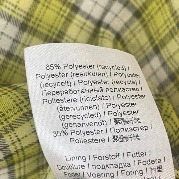 Ganni Womens 8 - 10 Yellow Plaid Organza Puffed Sleeve Cropped Top Blouse - Picture 12 of 15